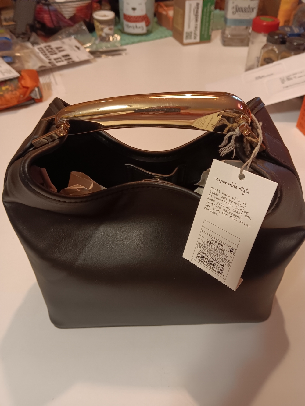 a new day Black Mini Top-Handle Bag with Gold Accent